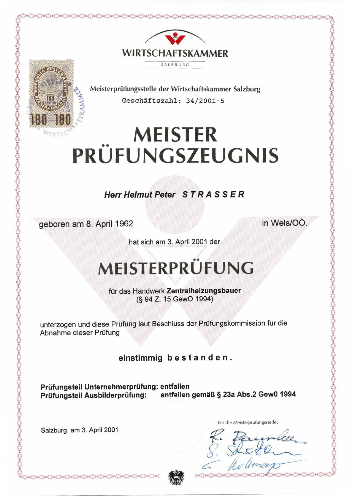 Meisterprüfung Zentralheizungsbauer