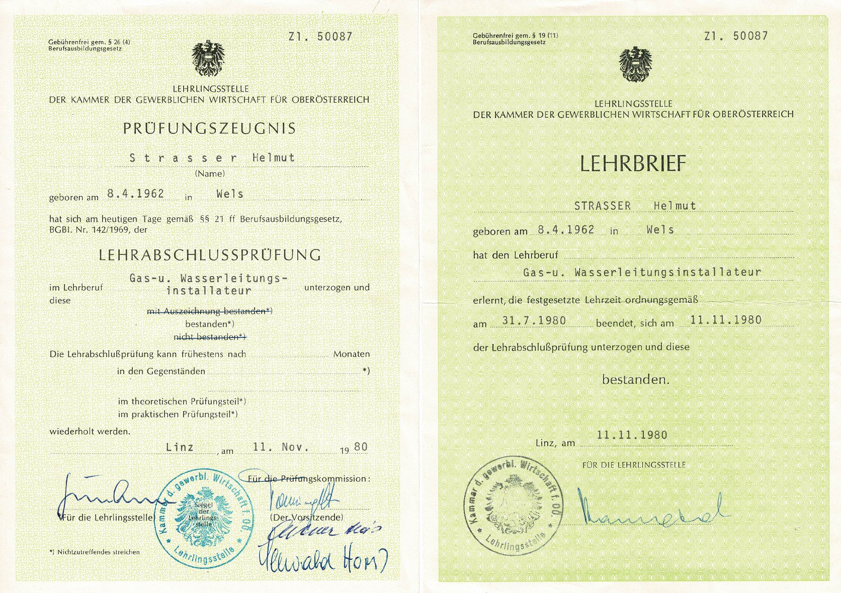 Lehrbrief und Gesellenprüfung