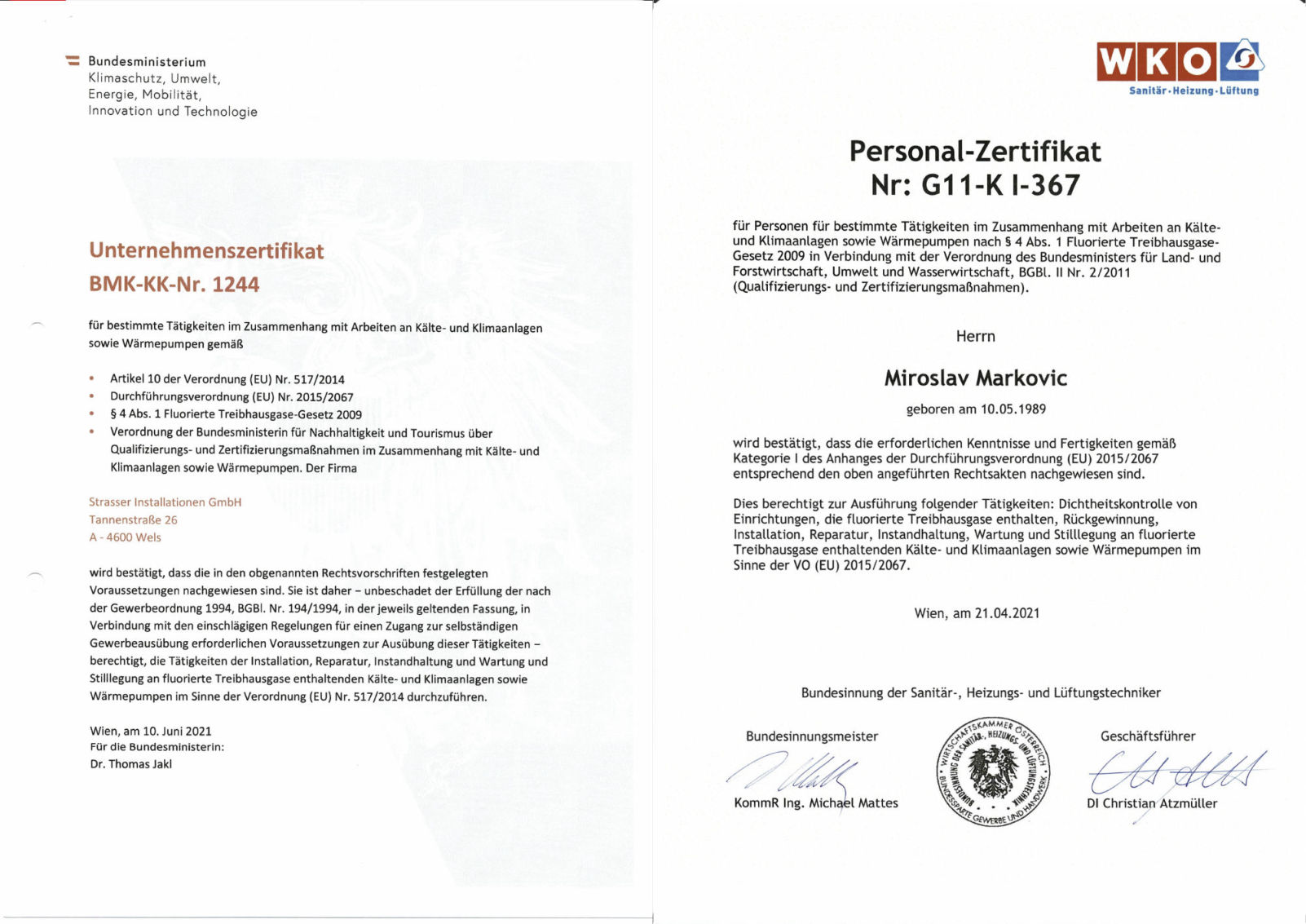 Unternehmenszertifikat